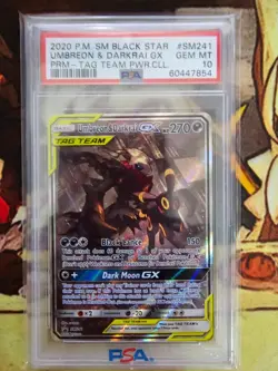PSA 10 POKEMON SM BLACK STAR PROMO #SM241 UMBREON & DARKRAI GX TAG TEAM - Image 1