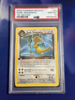 Pokemon Dark Dragonite Team Rocket 1st Edition NON Holo Rare #22 PSA 10 Gem Mint - Image 1