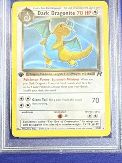 Pokemon Dark Dragonite Team Rocket 1st Edition NON Holo Rare #22 PSA 10 Gem Mint - Image 5