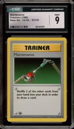 Pokemon Maintenance Base Set Shadowless 1st Edition #83 CGC 9 Mint - Image 1