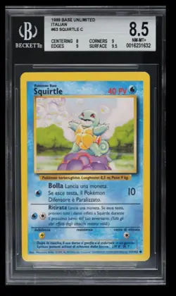 1999 Pokemon Base Unlimited Squirtle BGS 8.5 Italian #63 - Image 1
