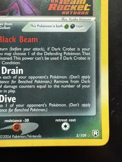 Pokemon Dark Crobat 3/109 Team Rocket Returns Reverse Holo Stamped (LP) - Image 5