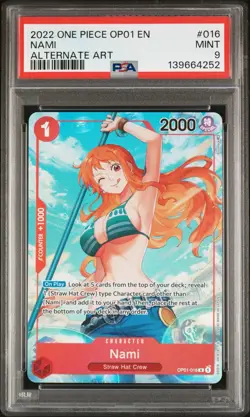 2022 ONE PIECE ROMANCE DAWN ALTERNATE ART PRE-ERRATA OP01-016 NAMI PSA 9 - Image 1