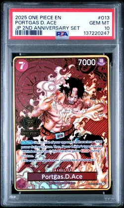 2025 ONE PIECE OP02-013 JAPANESE 2ND ANNIVERSARY SET PORTGAS D. ACE ENG PSA 10 - Image 1