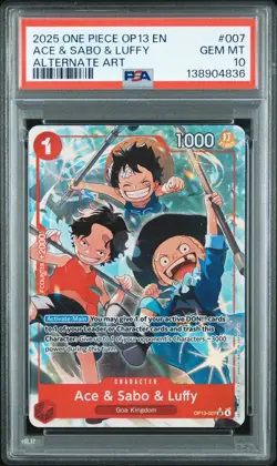 2025 ONE PIECE OP13 007 CARRYING ON HIS WILL ACE & SABO & LUFFY ALT ART PSA 10 - Image 1