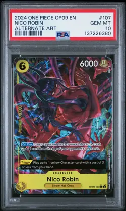 2024 ONE PIECE OP09-EMPERORS IN THE NEW WORLD 107 NICO ROBIN ALT ART ENG PSA 10 - Image 1