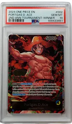 2nd Anniversary WINNER Portgas D. Ace One Piece TCG ST13-002 OP Promo PSA 10 - Image 1
