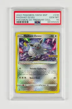 Radiant Eevee SWSH230 SWSH: Sword & Shield Promo Cards Holo PSA 10 Graded - Image 1