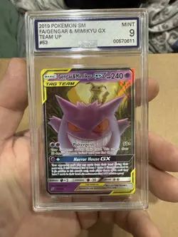 Pokemon TCG Gengar & Mimikyu GX Tag Team Ultra Rare Card 53/181 AGS 9 - Image 1