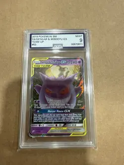 Pokemon TCG Gengar & Mimikyu GX Tag Team Ultra Rare Card 53/181 AGS 9 - Image 3