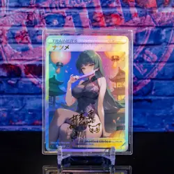 Ace Trainer Waifu Card ACG Pokemon Trainer Holo Flash Gold Foil Signature Stamp - Image 1