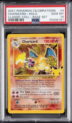 2021 POKEMON CELEBRATIONS CLASSIC COLL #4 CHARIZARD-HOLO PSA 10 - Image 1
