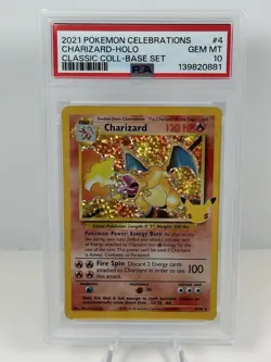 2021 POKEMON CHARIZARD - HOLO CELEBRATIONS CLASSIC COLL #4 PSA 10 - Image 1