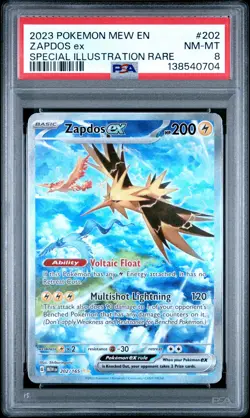 2023 POKEMON MEW EN-151 SPECIAL ILLUSTRATION RARE #202 ZAPDOS EX PSA 8 - Image 1