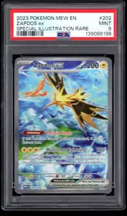 2023 POKEMON MEW EN ZAPDOS EX SPECIAL ILLUSTRATION RARE 202/165 PSA 9 MINT - Image 1