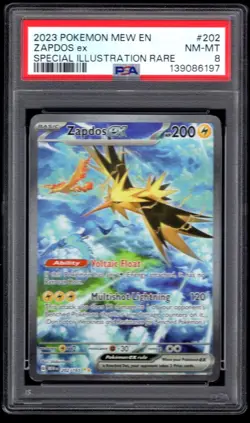 2023 POKEMON MEW EN ZAPDOS EX SPECIAL ILLUSTRATION RARE 202/165 PSA 8 - Image 1