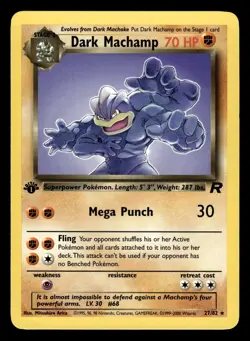 Dark Machamp 27/82 Rare 1st Edition Team Rocket Set Pokemon Card - Image 1
