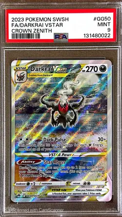 2023 POKEMON SWORD & SHIELD CROWN ZENITH #GG50 FULL ART/DARKRAI VSTAR PSA 9 - Image 1