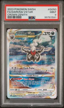 2023 POKEMON SWORD & SHIELD CROWN ZENITH #GG50 FULL ART/DARKRAI VSTAR PSA 9 - Image 1