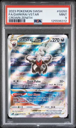 2023 POKEMON SWORD & SHIELD CROWN ZENITH #GG50 FULL ART/DARKRAI VSTAR PSA 9 - Image 1