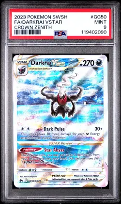 2023 POKEMON SWORD & SHIELD CROWN ZENITH #GG50 FULL ART/DARKRAI VSTAR PSA 9 - Image 1