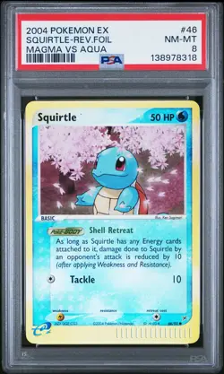 2004 POKEMON EX TEAM MAGMA VS TEAM AQUA #46 SQUIRTLE-REVERSE FOIL PSA 8 - Image 1