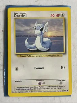 4TH PRINT Dratini 26/102 - Uncommon 1999-2000 English Base Set Pokemon Card - Image 1