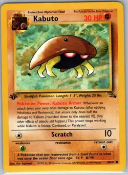 Kabuto 1st Edition 50/62 Non Holo Fossil - Pokemon Card - LP - Image 1