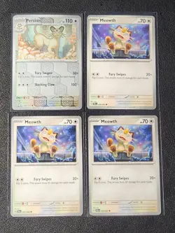 Persian 049/064 reverse holo & 3x Meowth 048/064 Pokemon card Shrouded Fable NM - Image 1