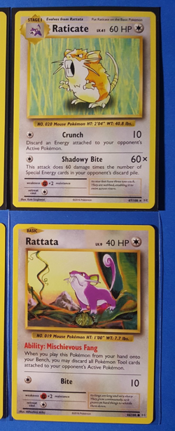 Raticate 67/108 & Rattata 66/108 Pokemon card XY Evolutions NM - Image 1
