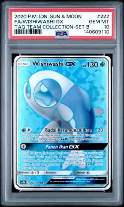 *POP 1* PSA 10 Wishiwashi GX #222 Tag Team Sun & Moon Pokemon Card Indonesian - Image 1