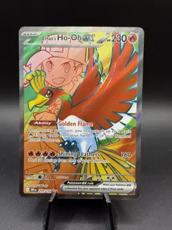 Pokemon TCG Destined Rivals Ethan's Ho-Oh EX Ultra Rare Full Art Card 209/182 - Image 1