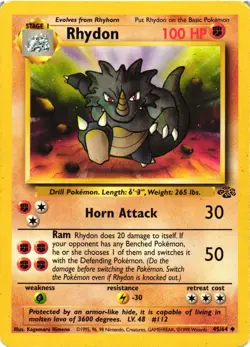 Pokemon TCG Rhydon 45/64 Jungle Uncommon Unlimited DMG - Image 1