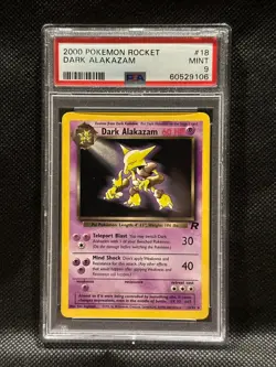 Dark Alakazam 18 Pokemon Team Rocket Non Holo PSA 9 MINT wotc graded vintage - Image 1