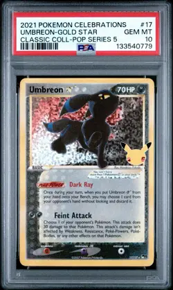 Pokemon Umbreon Gold Star PSA 10 Celebrations Classic Coll. 17/17 Gem Mint - Image 1
