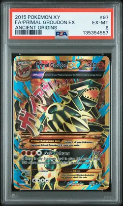 2015 POKEMON XY ANCIENT ORIGINS #97 FULL ART/PRIMAL GROUDON EX PSA 6 - Image 1