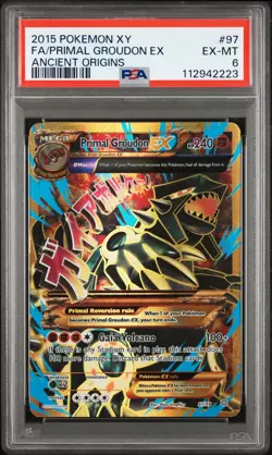 2015 POKEMON XY ANCIENT ORIGINS #97 FULL ART/PRIMAL GROUDON EX PSA 6 - Image 1