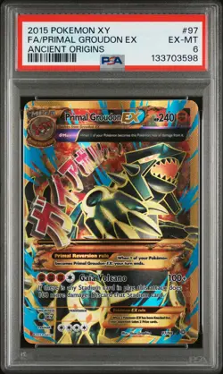 2015 POKEMON XY ANCIENT ORIGINS #97 FULL ART/PRIMAL GROUDON EX PSA 6 - Image 1