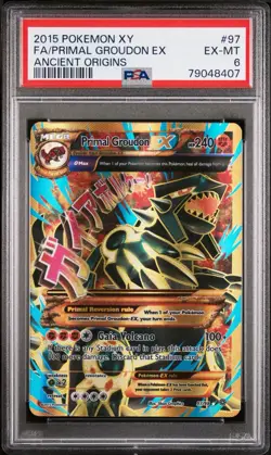 2015 Pokemon XY Ancient Origins #97 Primal Groudon Ex Mega Full Art PSA 6 - Image 1