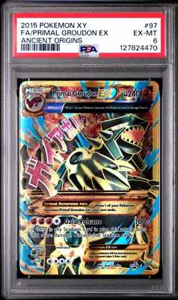 2015 POKEMON XY ANCIENT ORIGINS #97 FULL ART/PRIMAL GROUDON EX PSA 6 - Image 1