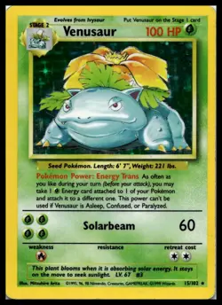 Venusaur 015/102 Base Set Holo Rare Pokemon Card - Image 1
