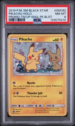 2019 POKEMON SM BLACK STAR PROMO TEAM UP SINGLE PACK BLISTERS PIKACHU-HOLO PSA 8 - Image 1