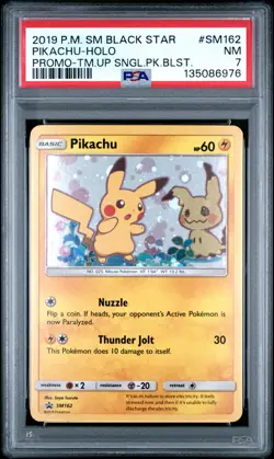 2019 POKEMON SM BLACK STAR PROMO TEAM UP SINGLE PACK BLISTERS PIKACHU-HOLO PSA 7 - Image 1