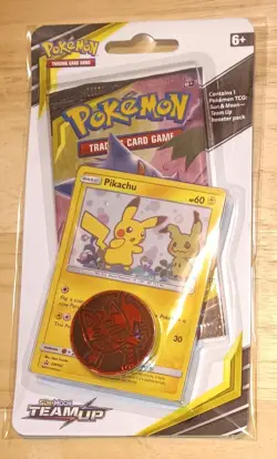 POKEMON TEAM UP PIKACHU/MIMIKYU SM162 BLACK STAR PROMO CHECKLANE BLISTER SEALED - Image 1