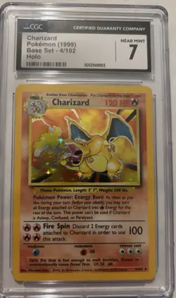 CGC 7 Charizard 1999 Base Set 4/102 Holo Pokemon Card - Image 1