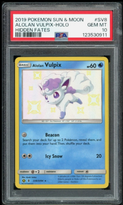 2019 POKEMON SM HIDDEN FATES #SV8/SV94 ALOLAN VULPIX HOLO PSA 10 - Image 1