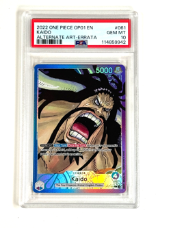 One Piece - Kaido - OP01-061 Alternate Art Errata set PSA 10 - Image 1