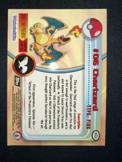1999 Topps #06 Charizard Holo Foil TV Animation Series 1 Pokemon Black Logo - Image 2