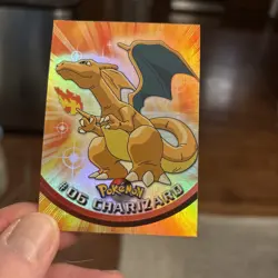 1999 Topps #06 Charizard Holo Foil TV Animation Series 1 Pokemon Blue Logo NM - Image 1