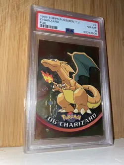 1999 Topps #06 Charizard Holo Foil TV Animation Series 1 Pokemon Black Logo NM - Image 1